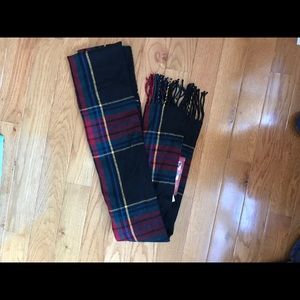 NWT BLack, yellow, maroon, blue plaid scarf